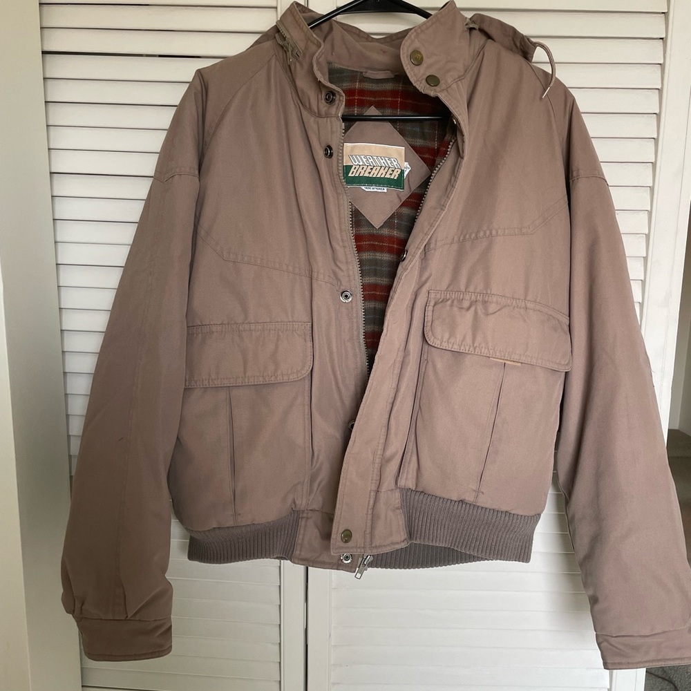Vintage Tan Weather Breaker Lined Jacket - Large